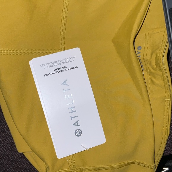 NWT ATHLETA Ultimate Stash Pocket 7/8 Tight yellow - Picture 2 of 2